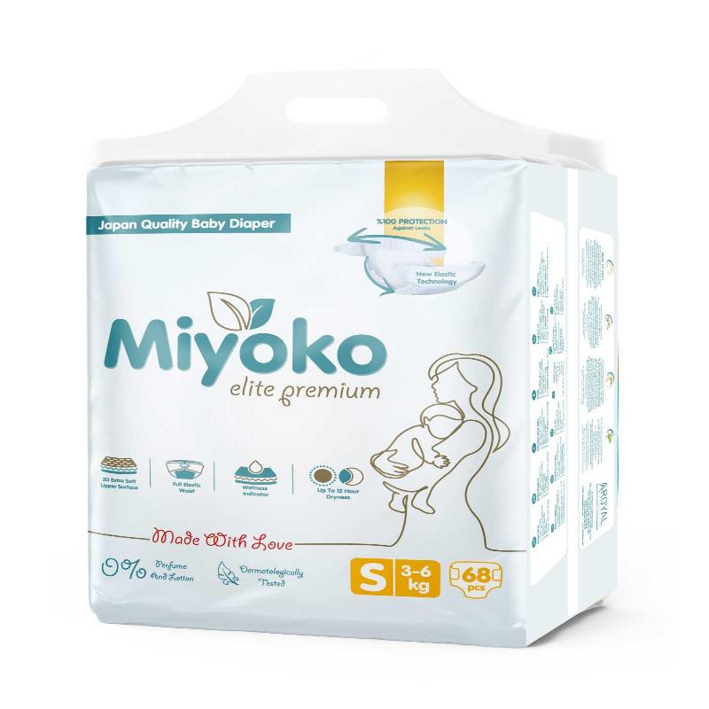 Miyoko elite premium підгузки дитячі 2-S (3-6кг) 68шт.